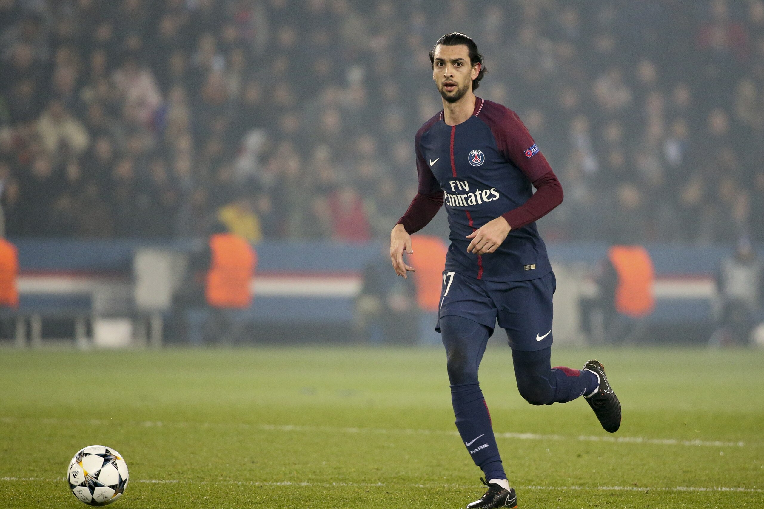 PARIS, FRANCE - MARCH 6: Javier Pastore of PSG during the UEFA Champions League Round of 16 Second Leg match between Paris Saint-Germain (PSG) and Real Madrid at Parc des Princes stadium on March 6, 2018 in Paris, France. (Photo by Jean Catuffe/Getty Images)