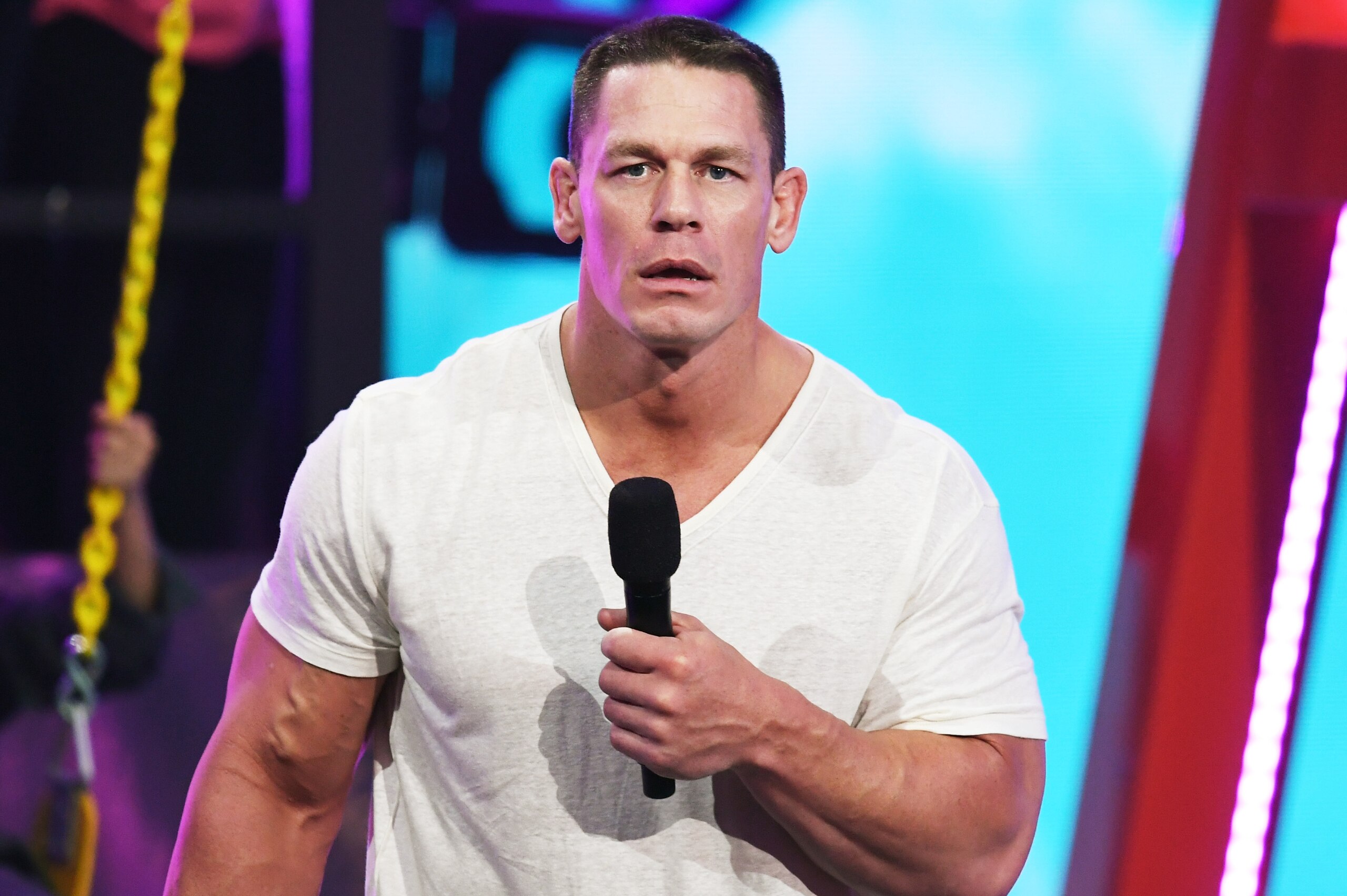 INGLEWOOD, CA - MARCH 24: John Cena speaks onstage at Nickelodeon's 2018 Kids' Choice Awards at The Forum on March 24, 2018 in Inglewood, California.  (Photo by Kevin Winter/Getty Images)