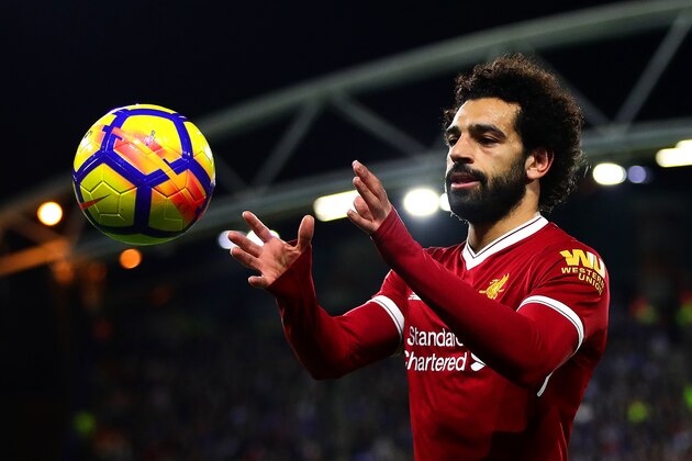 HUDDERSFIELD, ENGLAND - JANUARY 30: Mohamed Salah of Liverpool in action during the Premier League match between Huddersfield Town and Liverpool at John Smith's Stadium on January 30, 2018 in Huddersfield, England. (Photo by Chris Brunskill Ltd/Getty Images)