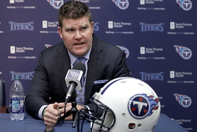 Tennessee Titans general manager Jon Robinson speaks at a news conference where new Tennessee Titans head football coach Mike Vrabel was introduced Monday, Jan. 22, 2018, in Nashville, Tenn. (AP Photo/Mark Humphrey) Tennessee Titans general manager Jon Robinson speaks at a news conference where new Tennessee Titans head football coach Mike Vrabel was introduced Monday, Jan. 22, 2018, in Nashville, Tenn. (AP Photo/Mark Humphrey)