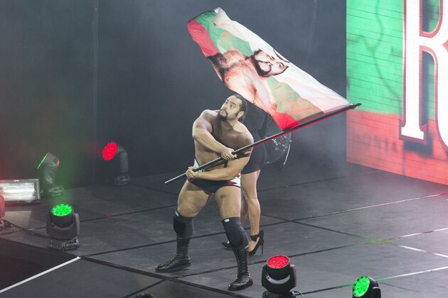 COLOGNE, GERMANY - FEBRUARY 11: Rusev during WWE Road to WrestleMania at the Lanxess Arena on February 11, 2016 in Cologne, Germany. (Photo by Marc Pfitzenreuter/Getty Images)