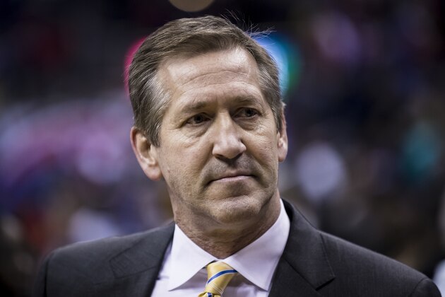 WASHINGTON, DC - MARCH 25: Head coach Jeff Hornacek of the New York Knicks looks on against the Washington Wizards during the second half at Capital One Arena on March 25, 2018 in Washington, DC. NOTE TO USER: User expressly acknowledges and agrees that, by downloading and or using this photograph, User is consenting to the terms and conditions of the Getty Images License Agreement. (Photo by Scott Taetsch/Getty Images)