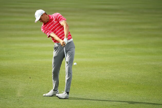 AUSTIN, TX - MARCH 23:  Jordan Spieth of the United States plays a shot on the 14th hole during the third round of the World Golf Championships-Dell Match Play at Austin Country Club on March 23, 2018 in Austin, Texas.  (Photo by Gregory Shamus/Getty Images)