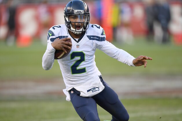SANTA CLARA, CA - JANUARY 01:  Trevone Boykin #2 of the Seattle Seahawks runs with the ball against the San Francisco 49ers during the fourth quarter of their NFL football game at Levi's Stadium on January 1, 2017 in Santa Clara, California.  (Photo by Thearon W. Henderson/Getty Images)