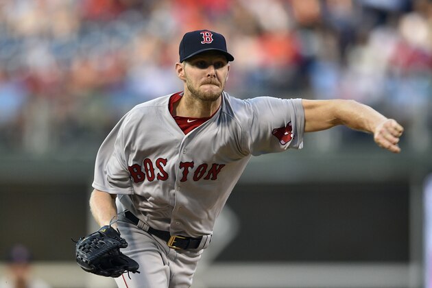 Boston Red Sox starting pitcher Chris Sale in action during a baseball game against the Philadelphia Phillies, Thursday, June 15, 2017, in Philadelphia. (AP Photo/Derik Hamilton)
