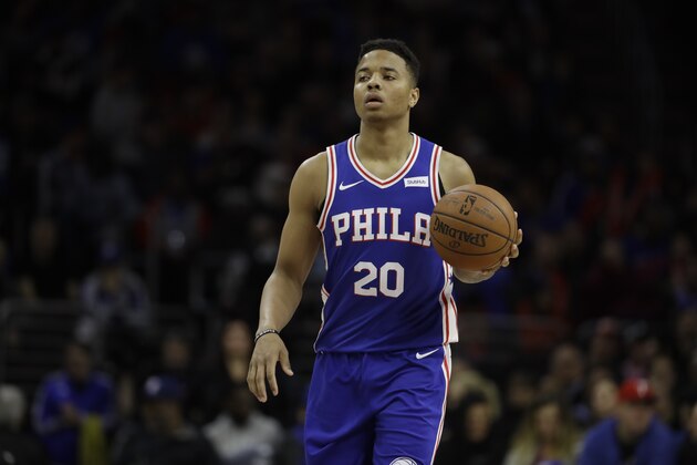 Philadelphia 76ers' Markelle Fultz in action during an NBA basketball game against the New York Knicks, Wednesday, March 28, 2018, in Philadelphia. (AP Photo/Matt Slocum)