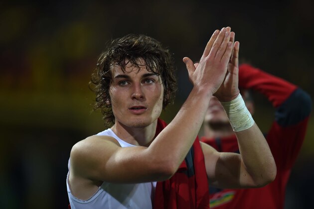 Freiburg´s Turkish defender Caglar Soyuncu reacts after the German first division Bundesliga football match of Borussia Dortmund vs SC Freiburg in Dortmund, western Germany, on September 23, 2016. / AFP / PATRIK STOLLARZ / RESTRICTIONS: DURING MATCH TIME: DFL RULES TO LIMIT THE ONLINE USAGE TO 15 PICTURES PER MATCH AND FORBID IMAGE SEQUENCES TO SIMULATE VIDEO. == RESTRICTED TO EDITORIAL USE == FOR FURTHER QUERIES PLEASE CONTACT DFL DIRECTLY AT + 49 69 650050
        (Photo credit should read PATRIK STOLLARZ/AFP/Getty Images)