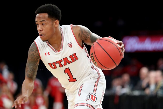 NEW YORK, NY - MARCH 27: Justin Bibbins #1 of the Utah Utes dribbles towards the basket in the first quarter against the Western Kentucky Hilltoppers during their 2018 National Invitation Tournament Championship semifinals game at Madison Square Garden on March 27, 2018 in New York City.  (Photo by Abbie Parr/Getty Images)