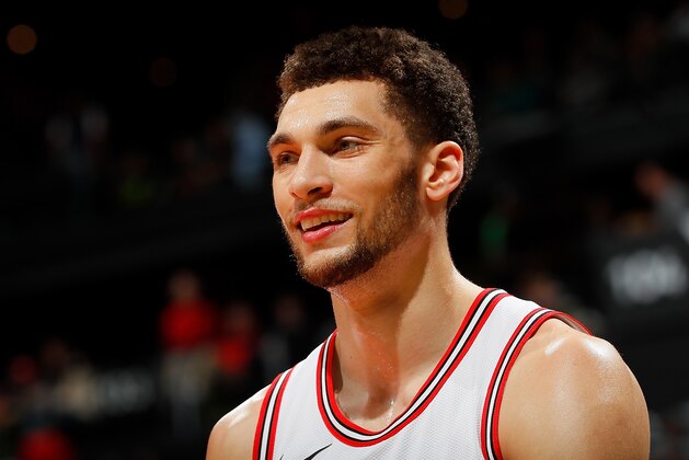 ATLANTA, GA - MARCH 11: Zach LaVine #8 of the Chicago Bulls reacts at the end of the first half against the Atlanta Hawks at Philips Arena on March 11, 2018 in Atlanta, Georgia. NOTE TO USER: User expressly acknowledges and agrees that, by downloading and or using this photograph, User is consenting to the terms and conditions of the Getty Images License Agreement. (Photo by Kevin C. Cox/Getty Images) ATLANTA, GA - MARCH 11: Zach LaVine #8 of the Chicago Bulls reacts at the end of the first half against the Atlanta Hawks at Philips Arena on March 11, 2018 in Atlanta, Georgia. NOTE TO USER: User expressly acknowledges and agrees that, by downloading and or using this photograph, User is consenting to the terms and conditions of the Getty Images License Agreement. (Photo by Kevin C. Cox/Getty Images)