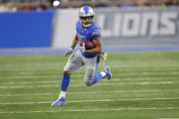Detroit Lions wide receiver Golden Tate (15) runs after a catch against the Cleveland Browns during an NFL football game in Detroit, Sunday, Nov. 12, 2017. (AP Photo/Paul Sancya)
