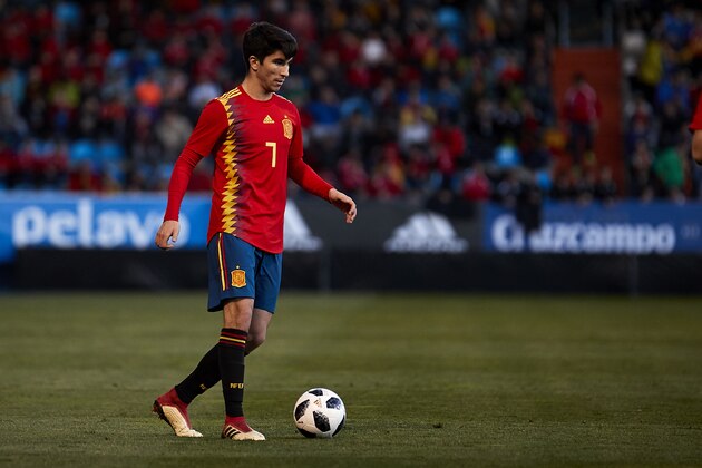 PONFERRADA, SPAIN - MARCH 27:  Carlos Soler of Spain U21 in action during the 2019 UEFA Under 21 qualification match between Spain U21 and Estonia U21 at Toralin Stadium on March 27, 2018 in Ponferrada, Spain.  (Photo by Quality Sport Images/Getty Images)