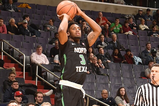 WASHINGTON, DC - DECEMBER 20:  Roosevelt Smart #3 of the North Texas Mean Green takes a jump shot during a college basketball game against the Georgetown Hoyas at the Capitol One Arena on December 20, 2017 in Washington, DC.  The Hoyas won 75-63.  (Photo by Mitchell Layton/Getty Images)