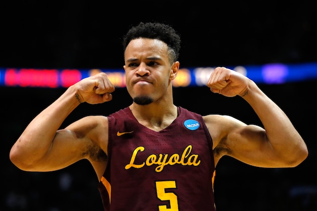ATLANTA, GA - MARCH 24:  Marques Townes #5 of the Loyola Ramblers reacts after a play late in the second half against the Kansas State Wildcats during the 2018 NCAA Men's Basketball Tournament South Regional at Philips Arena on March 24, 2018 in Atlanta, Georgia.  (Photo by Kevin C. Cox/Getty Images)