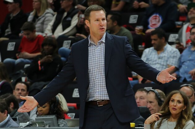 DETROIT, MI - MARCH 9: Chicago Bulls head basketball coach Fred Hoiberg watches the action during the game against the Detroit Pistons at Little Caesars Arena on March 9, 2018 in Detroit, Michigan. Detroit defeated Chicago 99-83. NOTE TO USER: User expressly acknowledges and agrees that, by downloading and or using this photograph, User is consenting to the terms and conditions of the Getty Images License Agreement (Photo by Leon Halip/Getty Images)