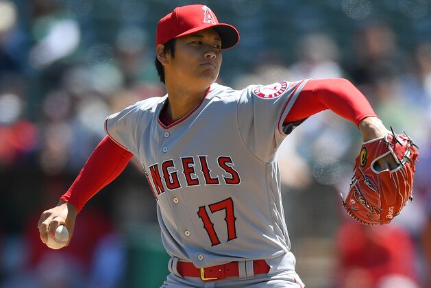 OAKLAND, CA - APRIL 01: Shohei Ohtani #17 of the Los Angeles Angels of Anaheim pitches in the bottom of the first inning of his Major League pitching debut against the Oakland Athletics at Oakland Alameda Coliseum on April 1, 2018 in Oakland, California. (Photo by Thearon W. Henderson/Getty Images) OAKLAND, CA - APRIL 01: Shohei Ohtani #17 of the Los Angeles Angels of Anaheim pitches in the bottom of the first inning of his Major League pitching debut against the Oakland Athletics at Oakland Alameda Coliseum on April 1, 2018 in Oakland, California. (Photo by Thearon W. Henderson/Getty Images)