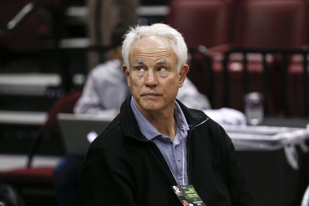 TALLAHASSEE, FL - JANUARY 18: Mitch Kupchak, General Manager of the Los Angeles Lakers watches the game between the Florida State Seminoles and the Notre Dame Fighting Irish at the Donald L. Tucker Center on January 18, 2017 in Tallahassee, Florida. The 10th ranked Seminoles defeated the 15th ranked Fighting Irish 83 to 80. (Photo by Don Juan Moore/Getty Images)