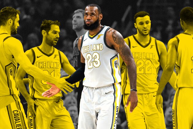 Cleveland Cavaliers forward LeBron James (23) talks with Cleveland Cavaliers head coach Tyronn Lue, right, during the first half of an NBA basketball game against the Washington Wizards, Monday, Feb. 6, 2017, in Washington. (AP Photo/Nick Wass)