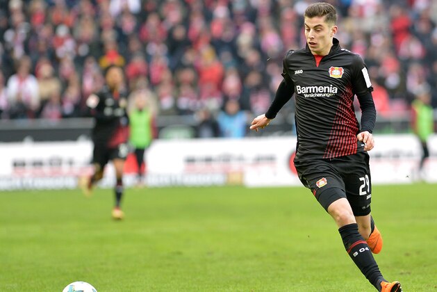 COLOGNE, GERMANY - MARCH 18: Kai Havertz of Leverkusen controls the ball during the Bundesliga match between 1. FC Koeln and Bayer 04 Leverkusen at RheinEnergieStadion on March 18, 2018 in Cologne, Germany. (Photo by TF-Images/Getty Images)