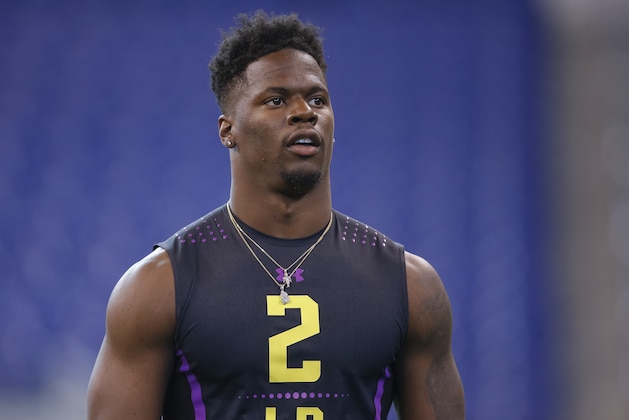 INDIANAPOLIS, IN - MARCH 04: Ohio State linebacker Jerome Baker (LB02) is seen during the NFL Scouting Combine at Lucas Oil Stadium on March , 2018 in Indianapolis, Indiana. (Photo by Michael Hickey/Getty Images)