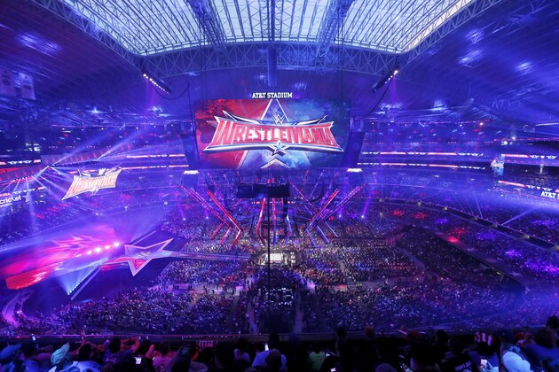 IMAGE DISTRIBUTED FOR WWE - A record crowd of 101,763 fans from all 50 states and 35 countries at WrestleMania 32 at AT&T Stadium on Sunday, April 3, 2016, in Arlington, Texas. (Brandon Wade/AP Images for WWE)