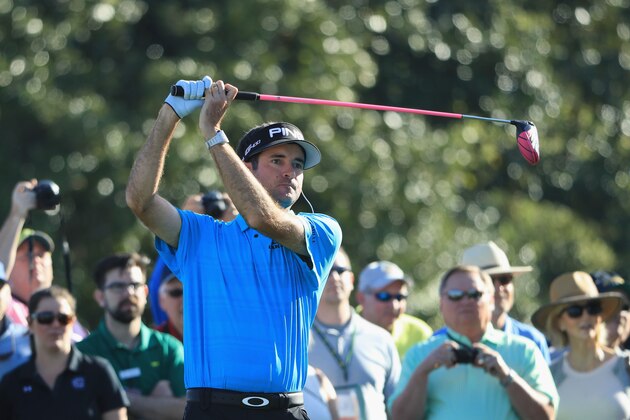 AUGUSTA, GA - APRIL 02:  Bubba Watson of the United States plays a tee shot on the tenth hole during a practice round prior to the start of the 2018 Masters Tournament at Augusta National Golf Club on April 2, 2018 in Augusta, Georgia.  (Photo by Andrew Redington/Getty Images)