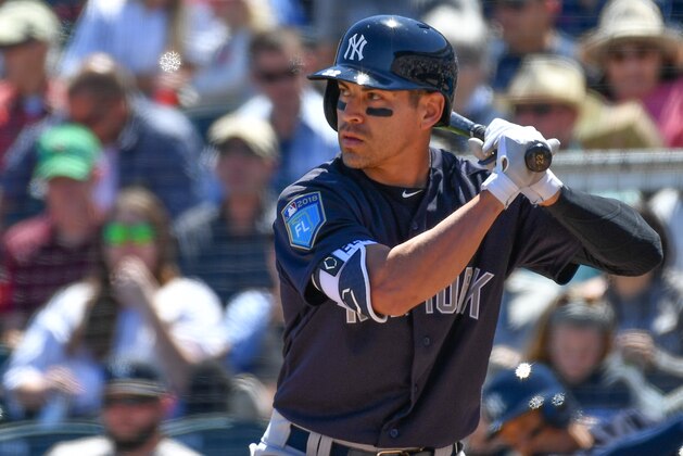 FORT MYERS, FL - MARCH 22: Jacoby Ellsbury #22 of the New York Yankees in action during the spring training game between the Minnesota Twins and the New York Yankees at Hammond Stadium on March 22, 2018 in Fort Myers, Florida. (Photo by B51/Mark Brown/Getty Images) *** Local Caption *** Jacoby Ellsbury