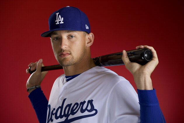 GLENDALE, AZ - FEBRUARY 22: Trayce Thompson #21 of the Los Angeles Dodgers poses during MLB Photo Day at Camelback Ranch- Glendale on February 22, 2018 in Glendale, Arizona. (Photo by Jamie Schwaberow/Getty Images)
