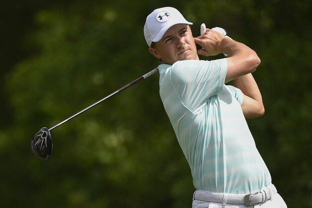 Jordan Spieth hits his tee shot on the second hole during the final round of the Houston Open golf tournament, Sunday, April 1, 2018, in Humble, Texas. (AP Photo/Eric Christian Smith)