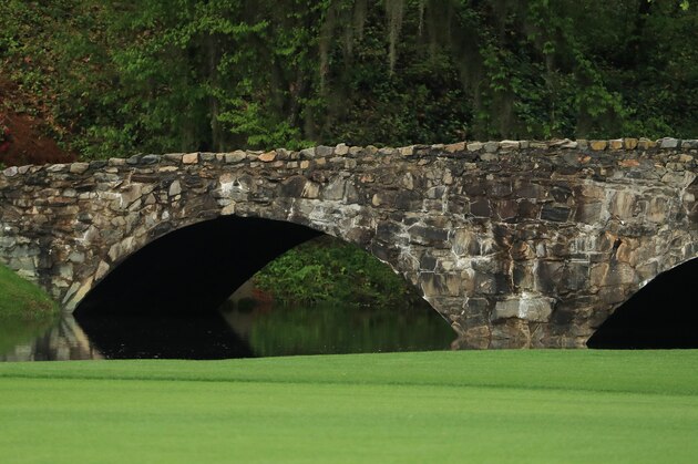 AUGUSTA, GA - APRIL 04:  Hideki Matsuyama of Japan walks across the Nelson Bridge during a practice round prior to the start of the 2018 Masters Tournament at Augusta National Golf Club on April 4, 2018 in Augusta, Georgia.  (Photo by Andrew Redington/Getty Images)