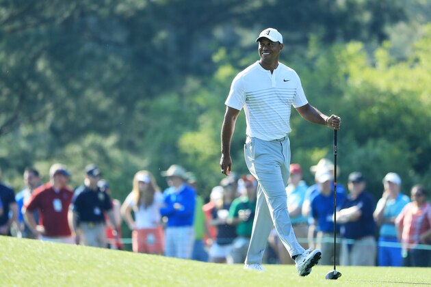 AUGUSTA, GA - APRIL 03:  Tiger Woods of the United States looks on during a practice round prior to the start of the 2018 Masters Tournament at Augusta National Golf Club on April 3, 2018 in Augusta, Georgia.  (Photo by Andrew Redington/Getty Images)