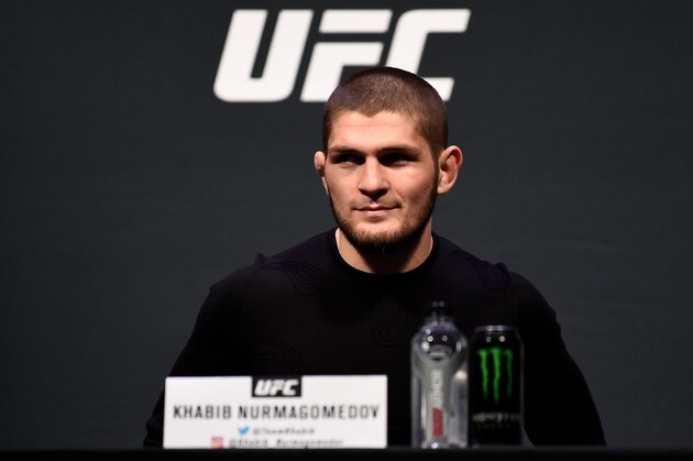 BOSTON, MA - JANUARY 19:   Khabib Nurmagomedov interacts with fans and media during the UFC press conference at TD Garden on January 19, 2018 in Boston, Massachusetts. (Photo by Jeff Bottari/Zuffa LLC/Zuffa LLC via Getty Images)