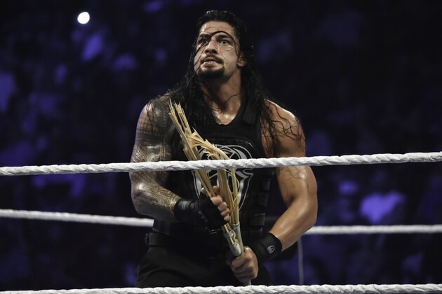 MIAMI, FL- SEPTEMBER 01: Roman Reigns looks on during the WWE Smackdown on September 1, 2015 at the American Airlines Arena in Miami, Florida.  (Photo by Ron ElkmanSports Imagery/Getty Images)