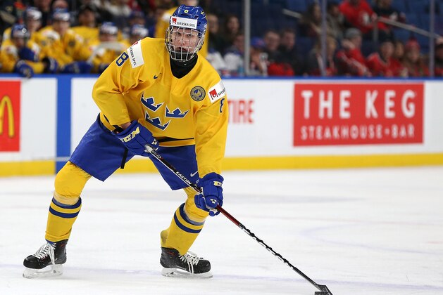 BUFFALO, NY - JANUARY 4: Rasmus Dahlin #8 of Sweden during the IIHF World Junior Championship against the United States at KeyBank Center on January 4, 2018 in Buffalo, New York. (Photo by Kevin Hoffman/Getty Images) BUFFALO, NY - JANUARY 4: Rasmus Dahlin #8 of Sweden during the IIHF World Junior Championship against the United States at KeyBank Center on January 4, 2018 in Buffalo, New York. (Photo by Kevin Hoffman/Getty Images)