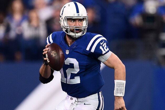INDIANAPOLIS, IN - JANUARY 01:  Andrew Luck #12 of the Indianapolis Colts runs for yards during a game against the Jacksonville Jaguars at Lucas Oil Stadium on January 1, 2017 in Indianapolis, Indiana.  The Colts defeated the Jaguars 24-20.  (Photo by Stacy Revere/Getty Images)