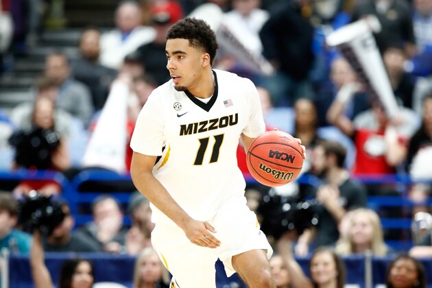 ST LOUIS, MO - MARCH 08:  Jontay Porter #11 of the Missouri Tigers dribbles the ball against the Georgia Bulldogs during the second round of the 2018 SEC Basketball Tournament at Scottrade Center on March 8, 2018 in St Louis, Missouri.  (Photo by Andy Lyons/Getty Images)