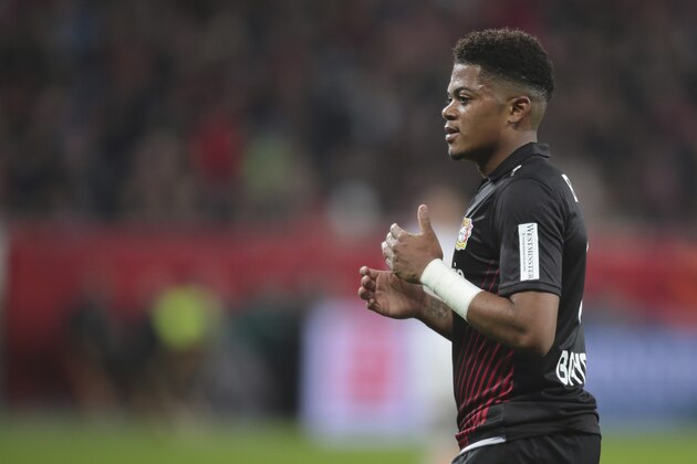 LEVERKUSEN, GERMANY - MARCH 10: Leon Bailey of Leverkusen gestures during the Bundesliga match between Bayer 04 Leverkusen and Borussia Moenchengladbach at BayArena on March 10, 2018 in Leverkusen, Germany. (Photo by TF-Images/TF-Images via Getty Images)