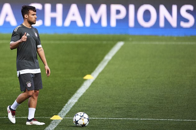 SEVILLE, SPAIN - APRIL 02:  Juan Bernat of Bayern Muenchen reacts during the Press Conference prior to their UEFA Champions League match against Sevilla FC at t Estadio Ramon Sanchez Pizjuan on April 2, 2018 in Seville, Spain.  (Photo by Aitor Alcalde/Getty Images)