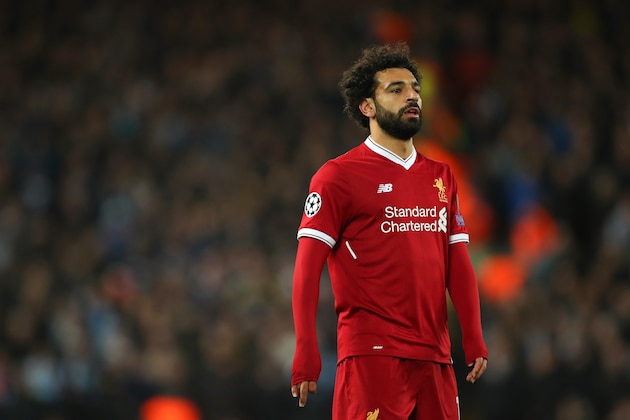LIVERPOOL, ENGLAND - APRIL 04: Mohamed Salah of Liverpool during the UEFA Champions League Quarter Final first leg match between Liverpool and Manchester City at Anfield on April 4, 2018 in Liverpool, England. (Photo by Robbie Jay Barratt - AMA/Getty Images)