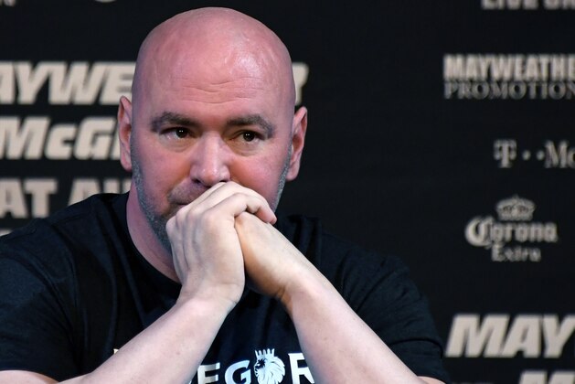 LAS VEGAS, NV - AUGUST 23: UFC President Dana White attends a news conference for the bout between boxer Floyd Mayweather Jr. and UFC lightweight champion Conor McGregor at the KA Theatre at MGM Grand Hotel & Casino on August 23, 2017 in Las Vegas, Nevada. Mayweather and McGregor will meet in a super welterweight boxing match at T-Mobile Arena on August 26 in Las Vegas. (Photo by Ethan Miller/Getty Images) LAS VEGAS, NV - AUGUST 23: UFC President Dana White attends a news conference for the bout between boxer Floyd Mayweather Jr. and UFC lightweight champion Conor McGregor at the KA Theatre at MGM Grand Hotel & Casino on August 23, 2017 in Las Vegas, Nevada. Mayweather and McGregor will meet in a super welterweight boxing match at T-Mobile Arena on August 26 in Las Vegas. (Photo by Ethan Miller/Getty Images)
