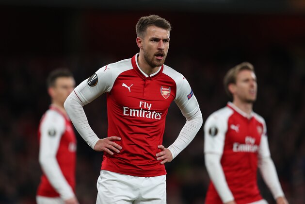 LONDON, ENGLAND - APRIL 05: Aaron Ramsey of Arsenal during the UEFA Europa League quarter final leg one match between Arsenal FC and CSKA Moskva at Emirates Stadium on April 5, 2018 in London, United Kingdom. (Photo by Catherine Ivill/Getty Images)