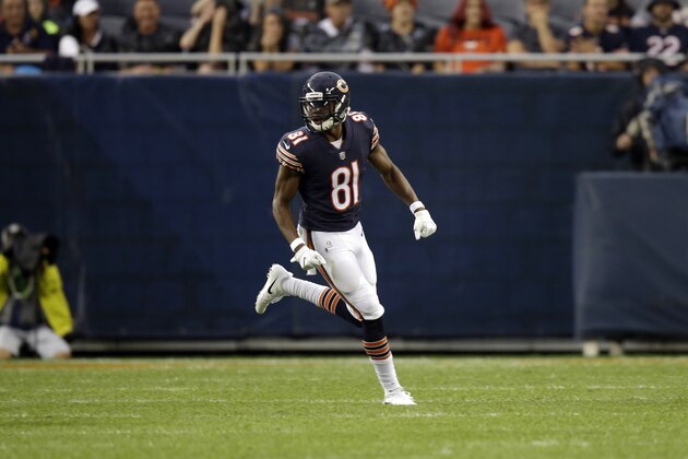 Chicago Bears wide receiver Cameron Meredith (81) during the first half of an NFL preseason football game against the Denver Broncos, Thursday, Aug. 10, 2017, in Chicago. (AP Photo/G-Jun Yam)