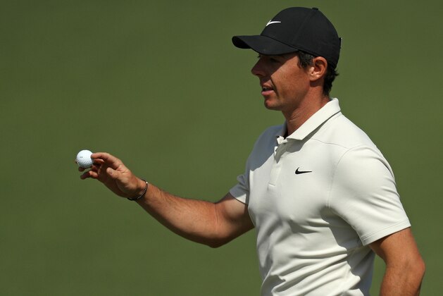 AUGUSTA, GA - APRIL 06:  Rory McIlroy of Northern Ireland waves on the second hole during the second round of the 2018 Masters Tournament at Augusta National Golf Club on April 6, 2018 in Augusta, Georgia.  (Photo by Patrick Smith/Getty Images)