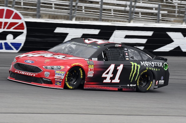Kurt Busch comes out of Turn 4 during a practice session for a NASCAR Cup series auto race in Fort Worth, Texas, Friday, April 6, 2018. (AP Photo/Larry Papke)