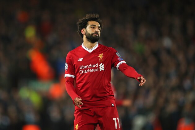 LIVERPOOL, ENGLAND - APRIL 04: Mohamed Salah of Liverpool during the UEFA Champions League Quarter Final first leg match between Liverpool and Manchester City at Anfield on April 4, 2018 in Liverpool, England. (Photo by Robbie Jay Barratt - AMA/Getty Images)