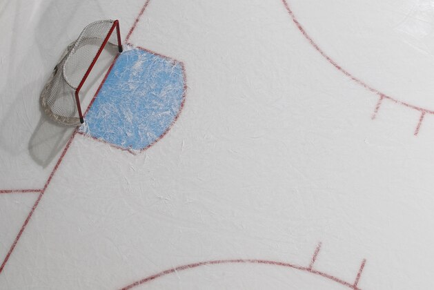 UNIONDALE, NY - MARCH 29:  A graphic view of the net on the hockey rink photographed prior to the game between the Pittsburgh Penguins and the New York Islanders at the Nassau Veterans Memorial Coliseum on March 29, 2012 in Uniondale, New York. The Islanders defeated the Penguins 5-3.  (Photo by Bruce Bennett/Getty Images)