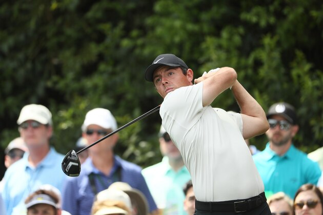 AUGUSTA, GA - APRIL 06:  Rory McIlroy of Northern Ireland plays his shot from the 14th tee during the second round of the 2018 Masters Tournament at Augusta National Golf Club on April 6, 2018 in Augusta, Georgia.  (Photo by Jamie Squire/Getty Images)