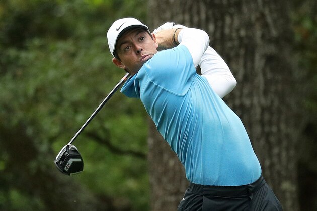 AUGUSTA, GA - APRIL 07: Rory McIlroy of Northern Ireland plays his shot from the second tee during the third round of the 2018 Masters Tournament at Augusta National Golf Club on April 7, 2018 in Augusta, Georgia.  (Photo by Patrick Smith/Getty Images)