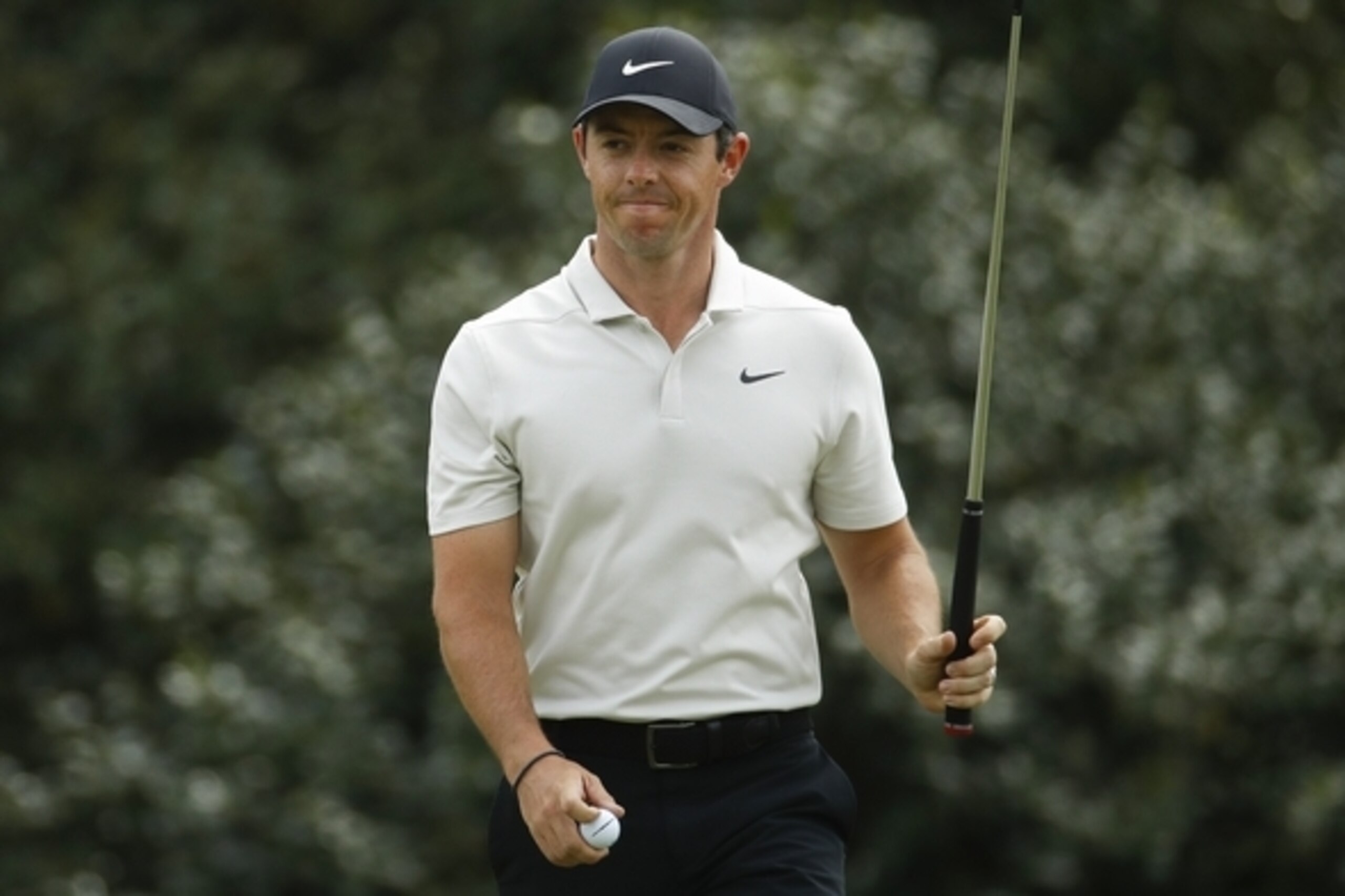 Rory McIlroy, of Northern Ireland, reacts after a birdie on the 14th hole during the second round at the Masters golf tournament Friday, April 6, 2018, in Augusta, Ga. (AP Photo/Charlie Riedel)