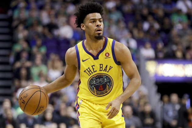 Golden State Warriors guard Quinn Cook plays against the Phoenix Suns during an NBA basketball game in Phoenix, Sunday, March 18, 2018. (AP Photo/Chris Carlson) Golden State Warriors guard Quinn Cook plays against the Phoenix Suns during an NBA basketball game in Phoenix, Sunday, March 18, 2018. (AP Photo/Chris Carlson)