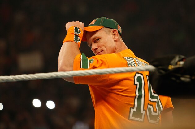 NEW YORK, NY - AUGUST 23:  John Cena enters the ring at the WWE SummerSlam 2015 at Barclays Center of Brooklyn on August 23, 2015 in New York City.  (Photo by JP Yim/Getty Images)